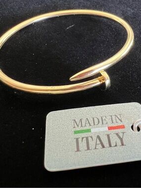 Mia Fiore Italy 18K Gold Plated Sterling Silver 925 Nail Bracelet